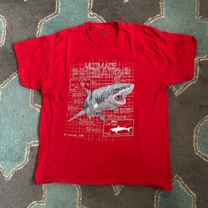 Kids Tee Shirt L Red Cotton VGUC St Thomas Shark